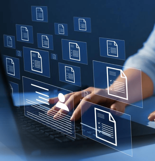 A person typing new files